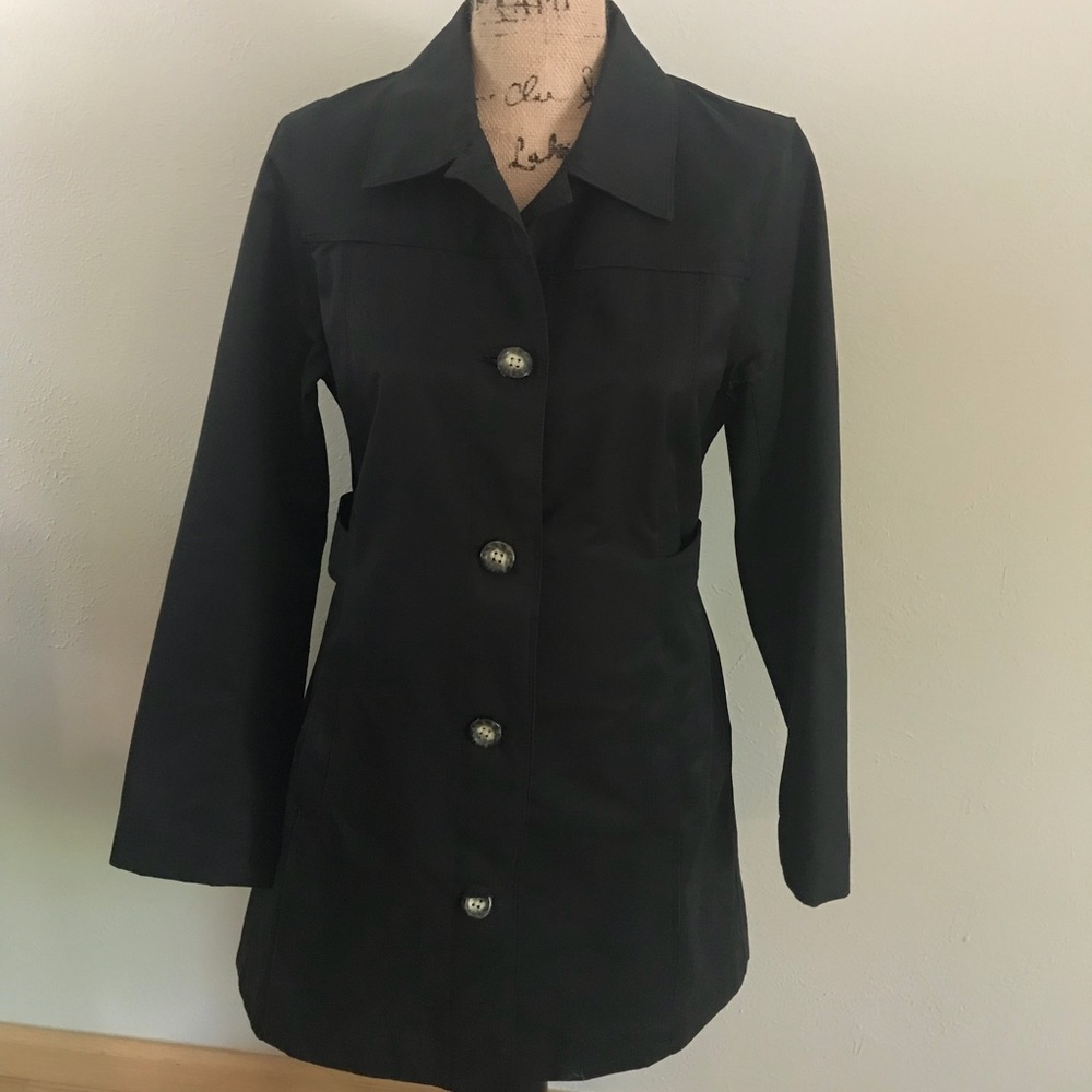 Eddie Bauer Black Trench Jacket Sz S